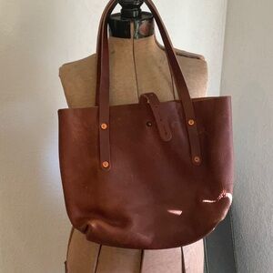 Go Forth Goods Avery Leather Tote Bag Saddle color